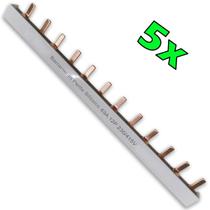 Kit 5 Barramento Pente Bifásico Isolado para Disjuntor com 12 Pinos de 63a