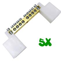 Kit 5 Barramento Universal Neutro ou Terra com 10 Furos para Painel Quadro Elétrico Kit 5 Barramento Universal Neutro ou Terra com 10 Furos para Painel Quadro Elétrico