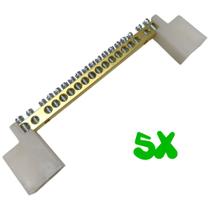 Kit 5 Barramento Universal Neutro ou Terra com 18 Furos para Painel Quadro Elétrico Kit 5 Barramento Universal Neutro ou Terra com 18 Furos para Painel Quadro Elétrico