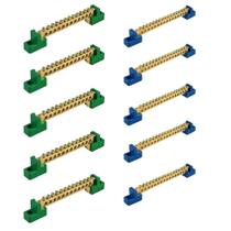 Kit 5 Barramentos Neutro + 5 Barramentos Terra 12 Entradas s/ Proteção HC-004 80A Kit 5 Barramentos Neutro + 5 Barramentos Terra 12 Entradas s/ Proteção HC-004 80A
