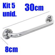 Kit 5 Barras Alça de Apoio Banheiro Inox 30cm Idoso Acessibilidade Kit 5 Barras Alça de Apoio Banheiro Inox 30cm Idoso Acessibilidade