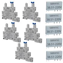 Kit 5 base + 5 rele acoplador fino 38.51- 220v sibratec Kit 5 base + 5 rele acoplador fino 38.51- 220v sibratec