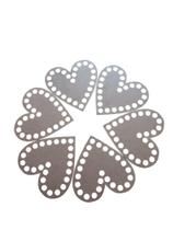 Kit 5 Bases MDF CRU Crochê Fio de Malha Coração - 10cm