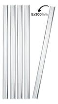 Kit 5 Bastões Agitadores 5x300mm Vidro Maciço Ponta Lapidada