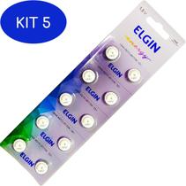 Kit 5 Bateria 1.5V Elgin Lr44 (Cartela 10 Unidades)