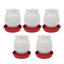 Kit 5 Bebedouro Para Aves Plastico Com Rosca 7,5 litros