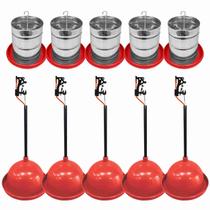 Kit 5 Bebedouros Pendulares + 5 Comedouros Galvanizado 5kg
