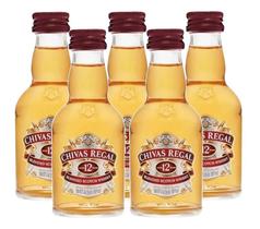 Kit 5 Bebida Whisky Chivas Regal 12 Years Vidro Mini 50Ml