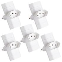 Kit 5 Benjamim Adaptador T Tomada 3 Pinos Margirius Branco Kit 5 Benjamim Adaptador T Tomada 3 Pinos Margirius Branco