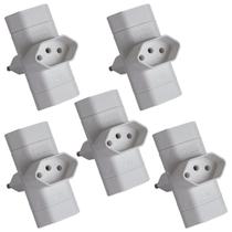 Kit 5 Benjamim Adaptador T Tomada 3 Pinos Margirius Cinza Kit 5 Benjamim Adaptador T Tomada 3 Pinos Margirius Cinza