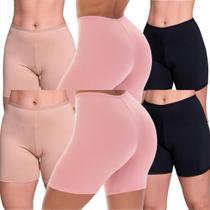 Kit 5 Bermuda Anágua Modeladora Feminina Liso Segunda Pele Usar Debaixo De Saia Ou Vestido Adulto
