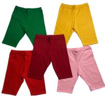 Kit 5 Bermuda Ciclista Infantil Meninas - Cores Lisa