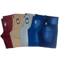 Kit 5 Bermuda Jeans Sarja Masculina Plus Size Slim 48 ao 58