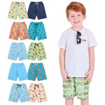 Kit 5 Bermuda Tactel Sortidas Shorts Menino Infantil Masculino Moda Praia