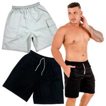 KIT 5 Bermudas cargo Masculinas Sarja Tecido 100% Algodão Short