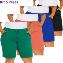 Kit 5 Bermudas Feminina Confortáveis Senhoras Plus Viscolycra.