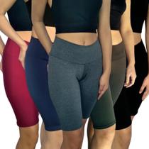 Kit 5 Bermudas Femininas Justas Cós Lisas Cores Sortidas Suplex Pp ao Plus Size