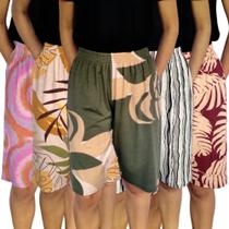 Kit 5 Bermudas Femininas Soltinhas Elástico Estampas Sortidas Viscolycra Pp ao Plus Size Kit 5 Bermudas Femininas Soltinhas Elástico Estampas Sortidas Viscolycra Pp ao Plus Size
