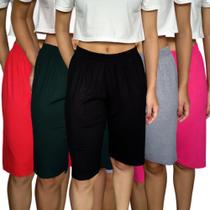 Kit 5 Bermudas Femininas Soltinhas Elástico Lisas Cores Sortidas Viscolycra Pp ao Plus Size Kit 5 Bermudas Femininas Soltinhas Elástico Lisas Cores Sortidas Viscolycra Pp ao Plus Size