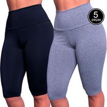 Kit 5 Bermudas Legging Fitness Lisas Suplex Longa Ciclista