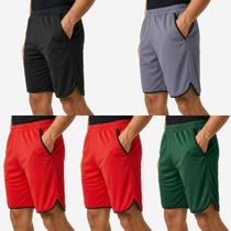 Kit 5 Bermudas Masculina Fitness com Bolsos Laterais para Academia e Treino