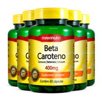 Kit 5 Beta Caroteno 400mg Maxinutri 60 Cápsulas