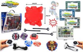 Kit 5 Beyblade Burst C/Lançador Rantaro Daigo Shu + Maleta + Arena