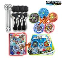 Kit 5 Beyblade Burst Elemento X Dual Pack Hasbro c/3 Lançador 3 Grip Beyblade Burst
