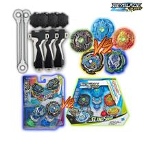 Kit 5 Beyblade Burst Elemento-X + Dual Pack Hasbro c/3 Lançador 3 Grip Beyblade Burst