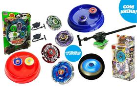 Kit 5 Beyblades Mini Arena 3 Lançadores Tornado Kit 5 Beyblades Mini Arena 3 Lançadores Tornado