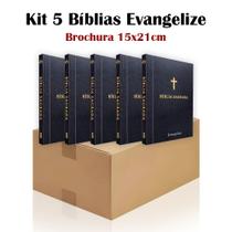 Kit 5 Bíblia Sagrada Brochura Preta - Evangelização - Textos Coloridos Letra Média Kit 5 Bíblia Sagrada Brochura Preta - Evangelização - Textos Coloridos Letra Média
