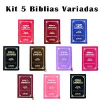Kit 5 Biblias Sagrada Letra Gigante Luxo Popular Variadas - Com Harpa - RC - REI DAS BIBLIAS