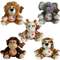 Kit 5 Bichos De Pelúcia Safari Nicho Decoração Bebê