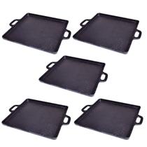 Kit 5 Bifeteira De Ferro Lisa Quadrada Alça Ferro 30X30Cm