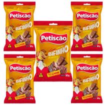 Kit 5 Bifinho Mastigá Tablete Petiscão Carne 60g Snack Cães