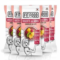 Kit 5 Biscoito de Arroz c/ Chocolate ao Leite FIT FOOD 60g