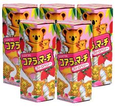 kit 5 BISCOITO KOALA COM RECHEIO MORANGO LOTTE 37g