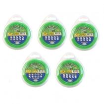 Kit 5 Blister Fio de Nylon 15 Metros 1,65mm Redondo para Roçadeira Spin Line Vulcan Trent