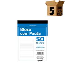 Kit 5 Blocos De anotação Com pauta 100x138 serrilhado 50 Folhas Spiral