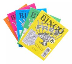Kit 5 Blocos de Bingo Cartela Coloridas - total 500 folhas 10x8cm - Free - Cartela de bingo Free