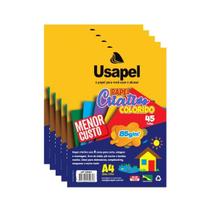 Kit 5 Blocos de Papel Criativo Colorido A4 85g 45 Fls Usapel
