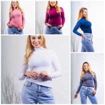 Kit 5 Blusa básica feminina cacharrel/gola alta
