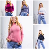 Kit 5 Blusa básica feminina cacharrel/gola alta