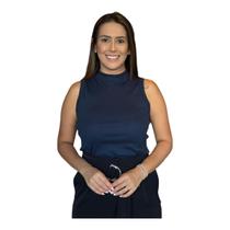 Kit 5 Blusa Regata Feminina Básica Com Gola Redonda Alta