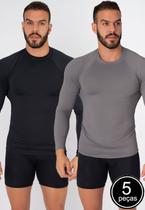 Kit 5 Blusa Vekyo Poliéster Masculina Manga Longa Proteção UV