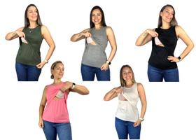 Kit 5 Blusas Amamentação Viscolycra Premium Gestante Grávida Amamentar Camiseta Regata