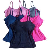 Kit 5 Blusas Blusinha Feminina Basica Regata Alcinha Bojo Tamanho Unico