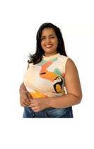 Kit 5 Blusas Com Gola Manga Regata Malha Canelada Estampada. Kit 5 Blusas Com Gola Manga Regata Malha Canelada Estampada.