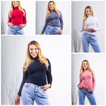 KIT 5 BLUSAS feminina BASICAS GOLA ALTA Longa