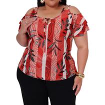 Kit 5 Blusas Feminina Ombro Vazado Manga Babado Casual Estilosa para Verão